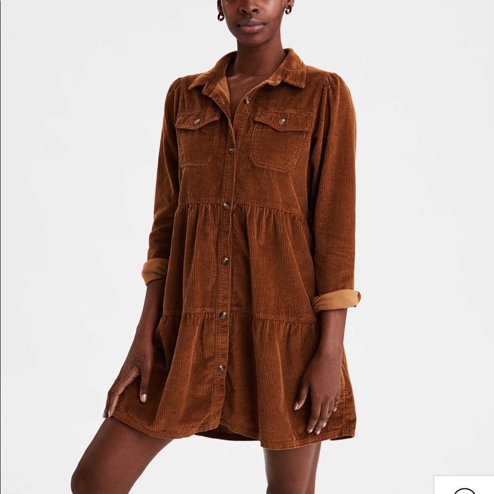 AE Corduroy Long Sleeve Babydoll Dress